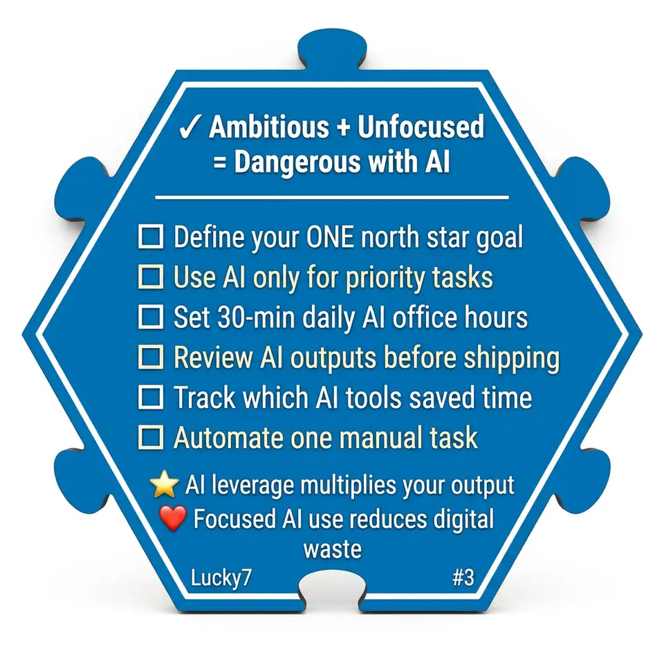 Ambitious + Unfocused = Dangerous with AI — Puzzle4Life™ piece back