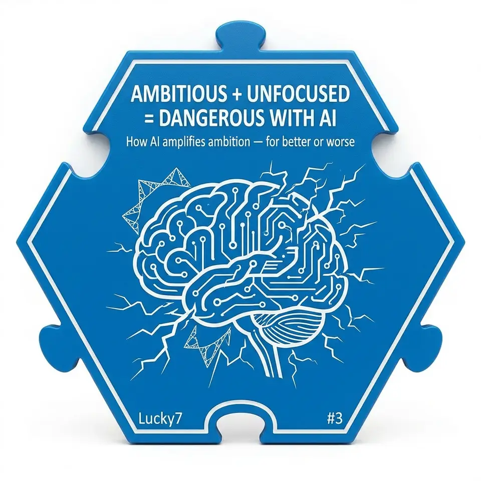Ambitious + Unfocused = Dangerous with AI — Puzzle4Life™ piece front
